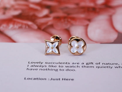 [Select]STAR AND SUN PINK GOLD MOP STUD EARRINGS