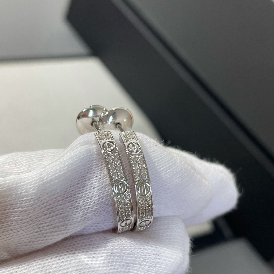 [Select]LOVE DIAMOND SILVER HOOP EARRINGS