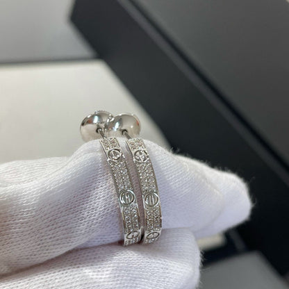 [Select]LOVE DIAMOND SILVER HOOP EARRINGS