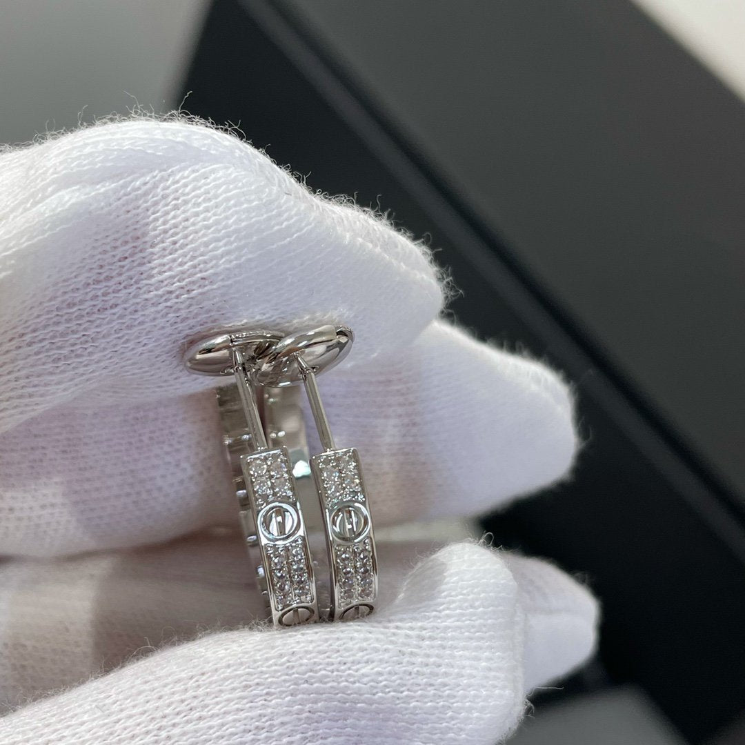 [Select]LOVE DIAMOND SILVER HOOP EARRINGS