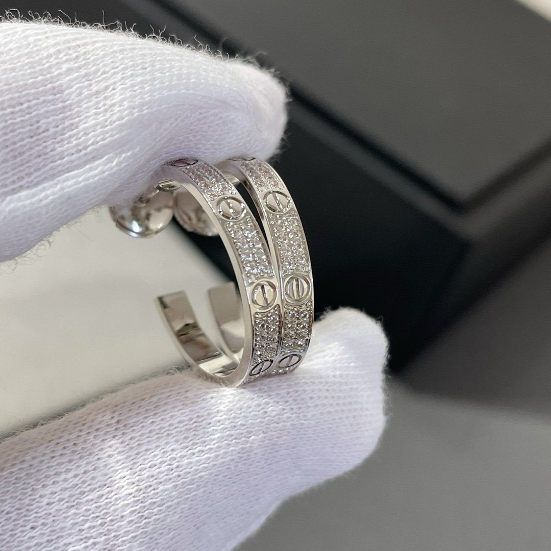 [Select]LOVE DIAMOND SILVER HOOP EARRINGS