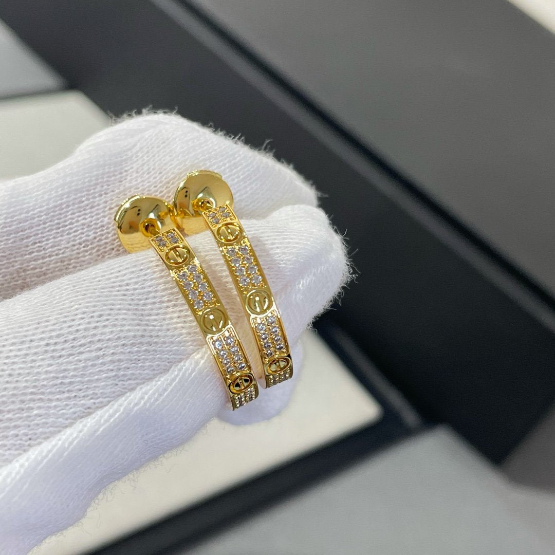[Select]LOVE DIAMOND GOLD HOOP EARRINGS