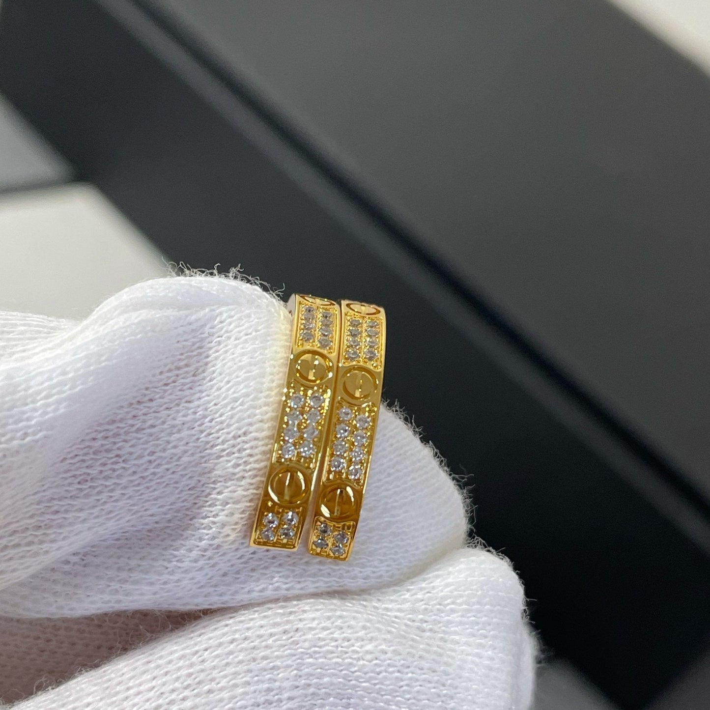 [Select]LOVE DIAMOND GOLD HOOP EARRINGS