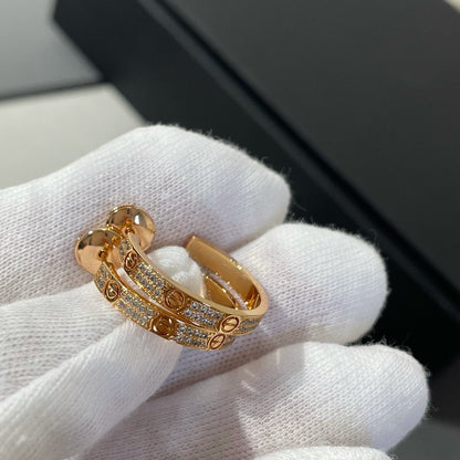 [Select]LOVE DIAMOND PINK GOLD HOOP EARRINGS