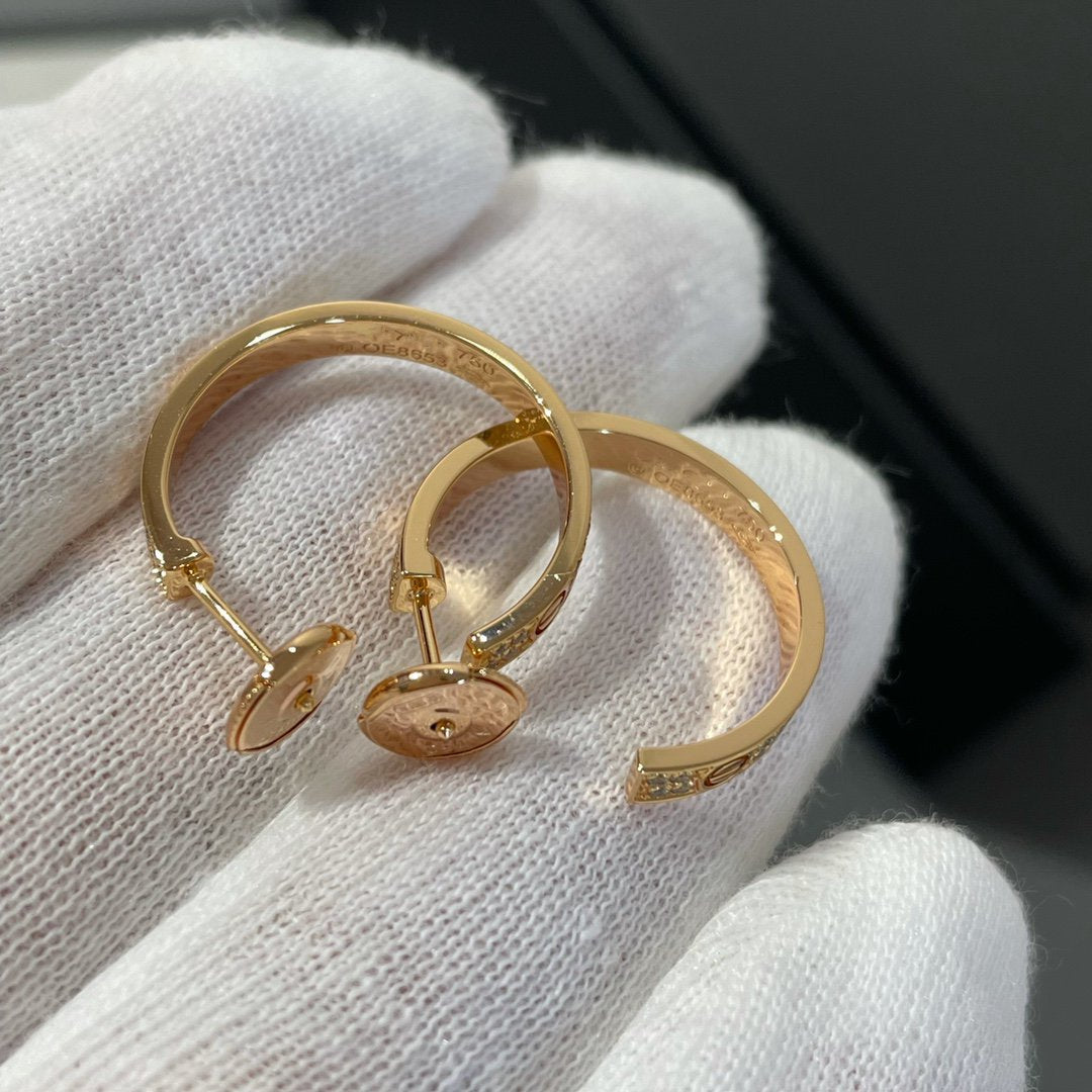 [Select]LOVE DIAMOND PINK GOLD HOOP EARRINGS