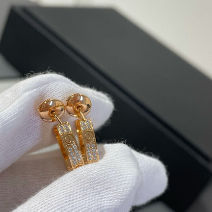[Select]LOVE DIAMOND PINK GOLD HOOP EARRINGS