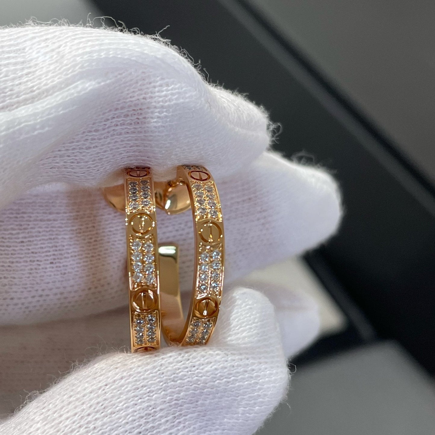 [Select]LOVE DIAMOND PINK GOLD HOOP EARRINGS
