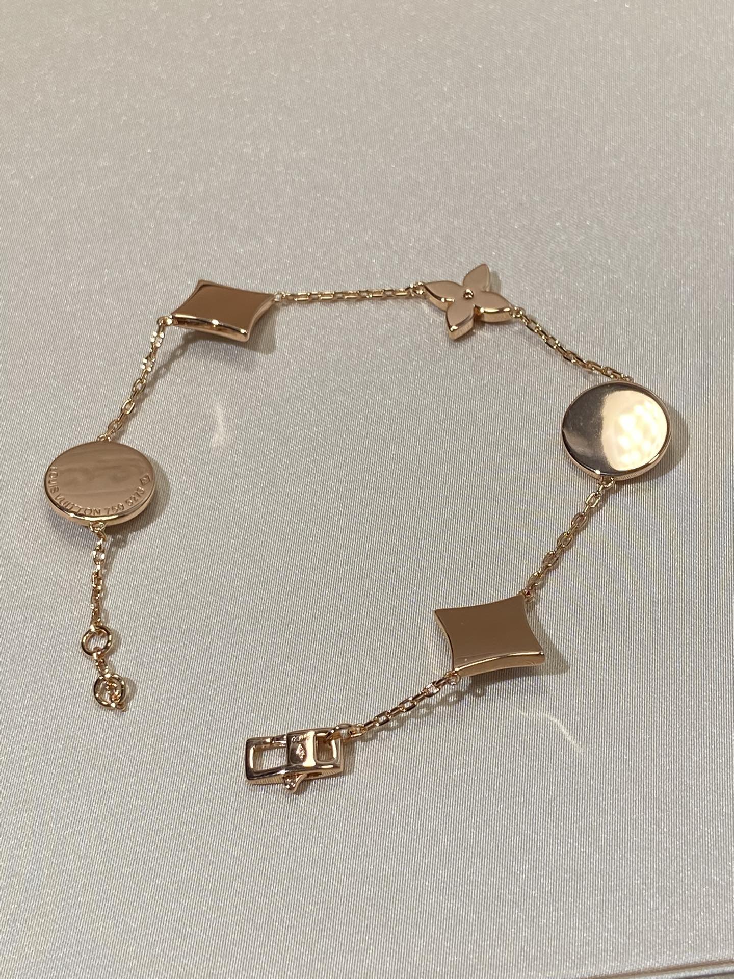 [Select]STAR AND SUN 5 MOTIF MOP PINK GOLD BRACELET