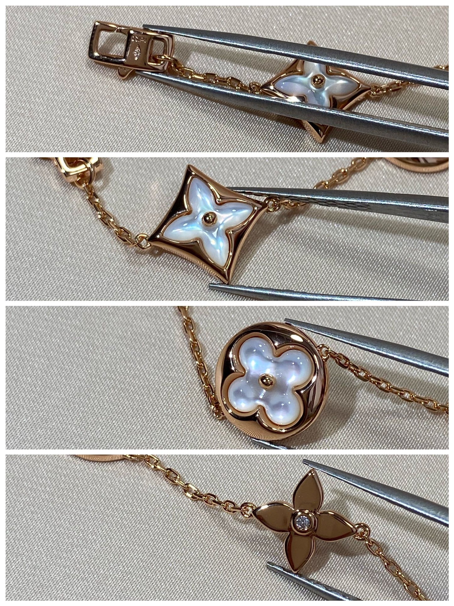 [Select]STAR AND SUN 5 MOTIF MOP PINK GOLD BRACELET