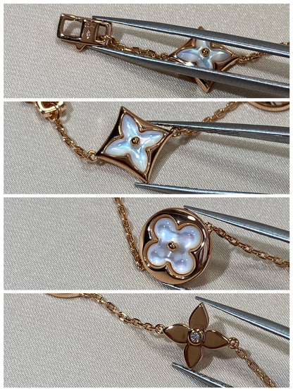 [Select]STAR AND SUN 5 MOTIF MOP PINK GOLD BRACELET