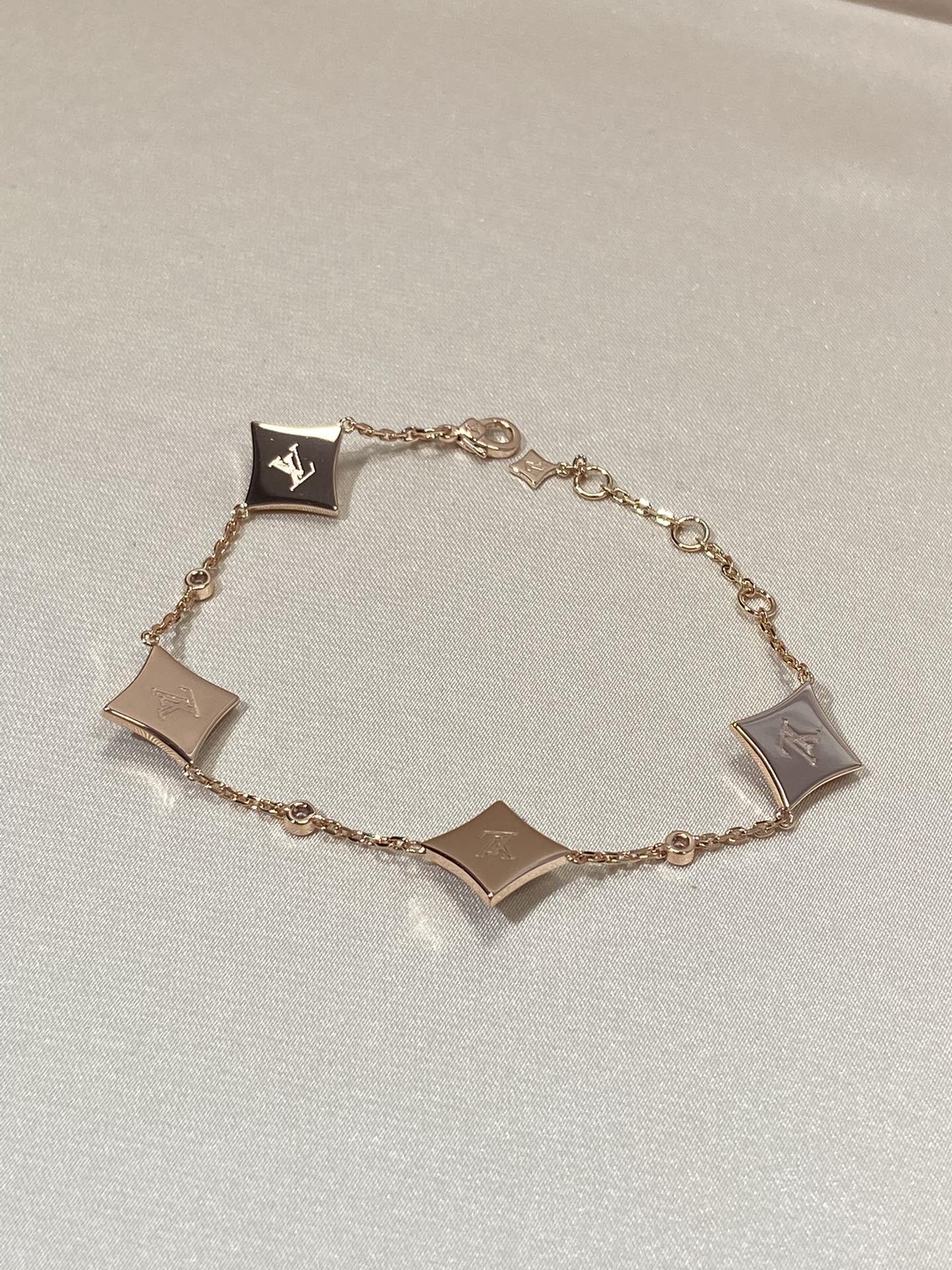 [Select]STAR 4 MOTIF MOP DIAMOND PINK GOLD BRACELET