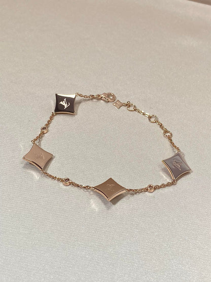 [Select]STAR 4 MOTIF MOP DIAMOND PINK GOLD BRACELET