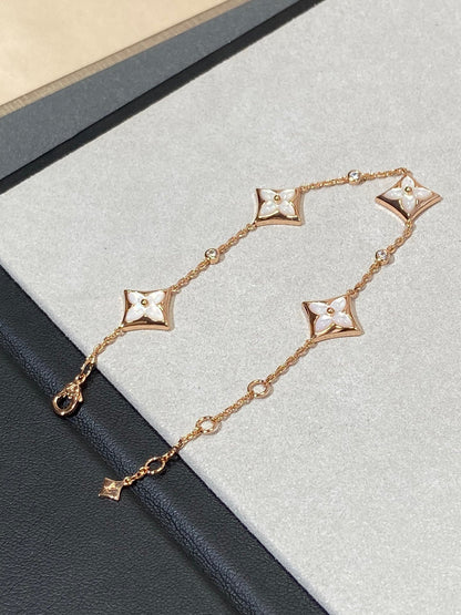 [Select]STAR 4 MOTIF MOP DIAMOND PINK GOLD BRACELET