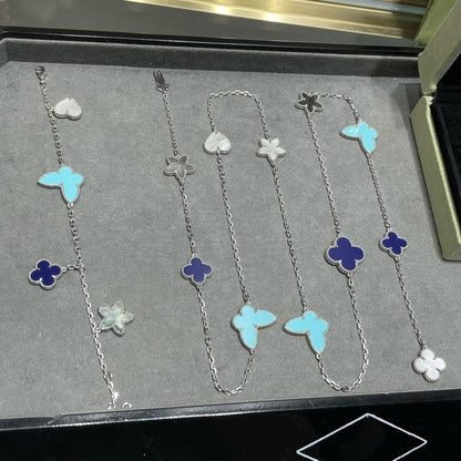 [Select]LUCKY CLOVER SILVER 11 MOTIF NECKLACE