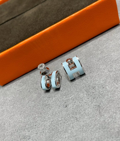 [Select]POP H SKY BLUE STUD EARRINGS