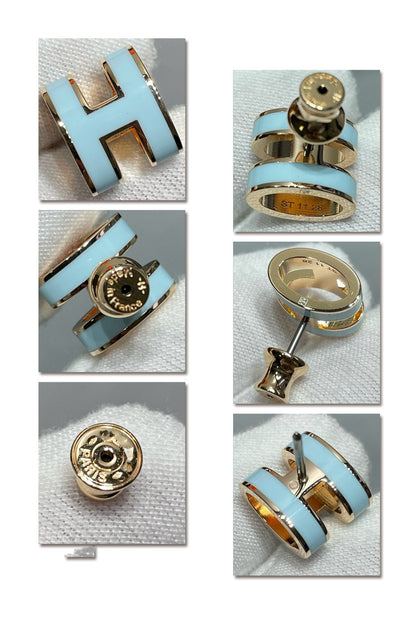 [Select]POP H SKY BLUE STUD EARRINGS