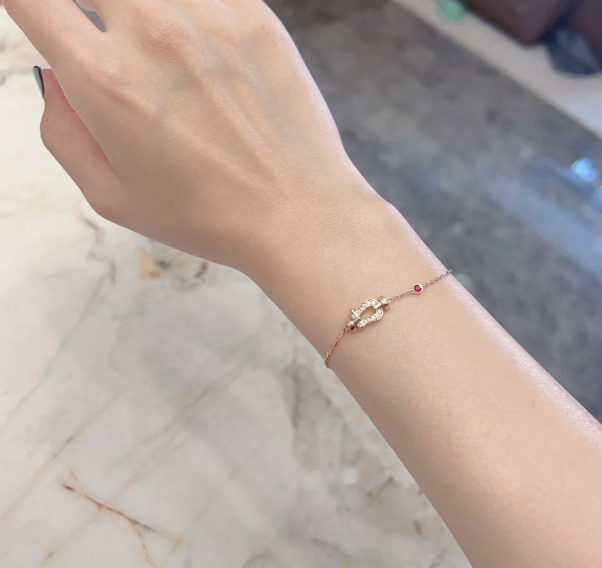 [Select]FORCE 10 DIAMOND CHAIN LINK PINK GOLD BRACELET