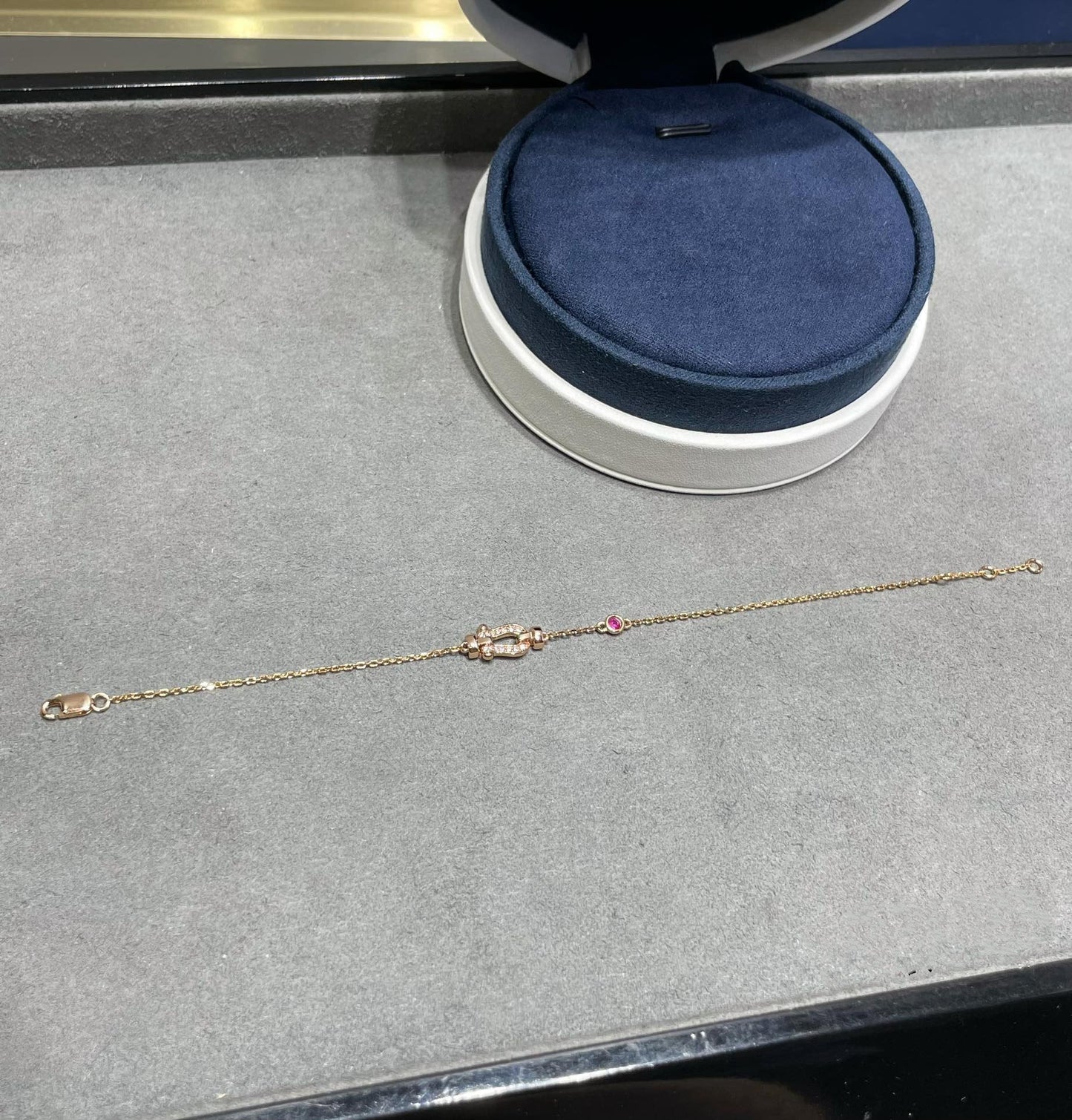 [Select]FORCE 10 DIAMOND CHAIN LINK PINK GOLD BRACELET