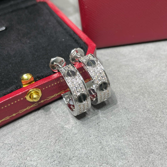 [Select]LOVE CERAMIC DIAMOND PAVED SILVER EARRINGS