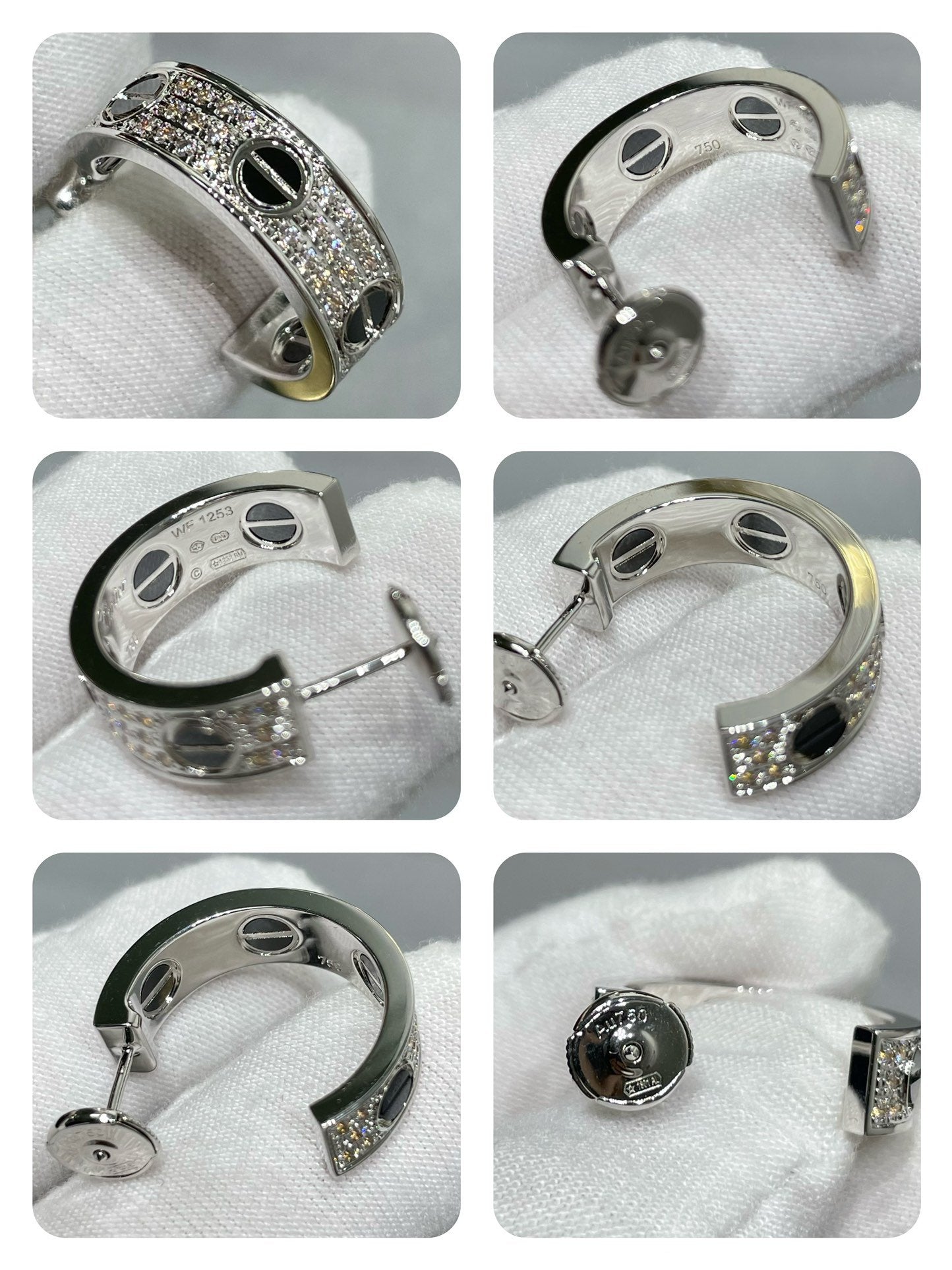 [Select]LOVE CERAMIC DIAMOND PAVED SILVER EARRINGS