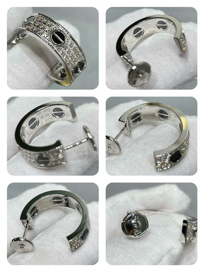 [Select]LOVE CERAMIC DIAMOND PAVED SILVER EARRINGS