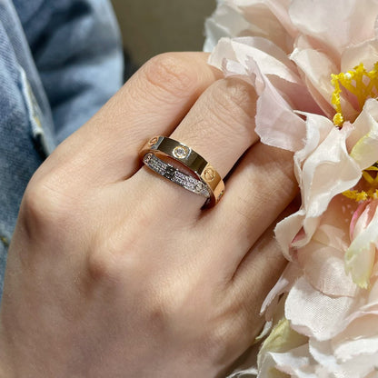 [Select]LOVE PINK GOLD SILVER DIAMOND DOUBLE RING