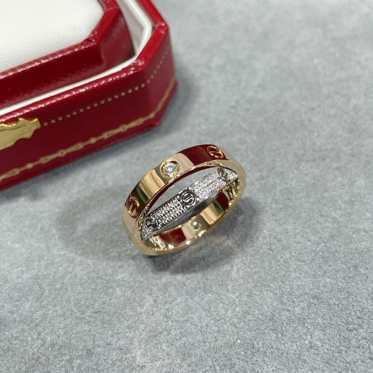 [Select]LOVE PINK GOLD SILVER DIAMOND DOUBLE RING