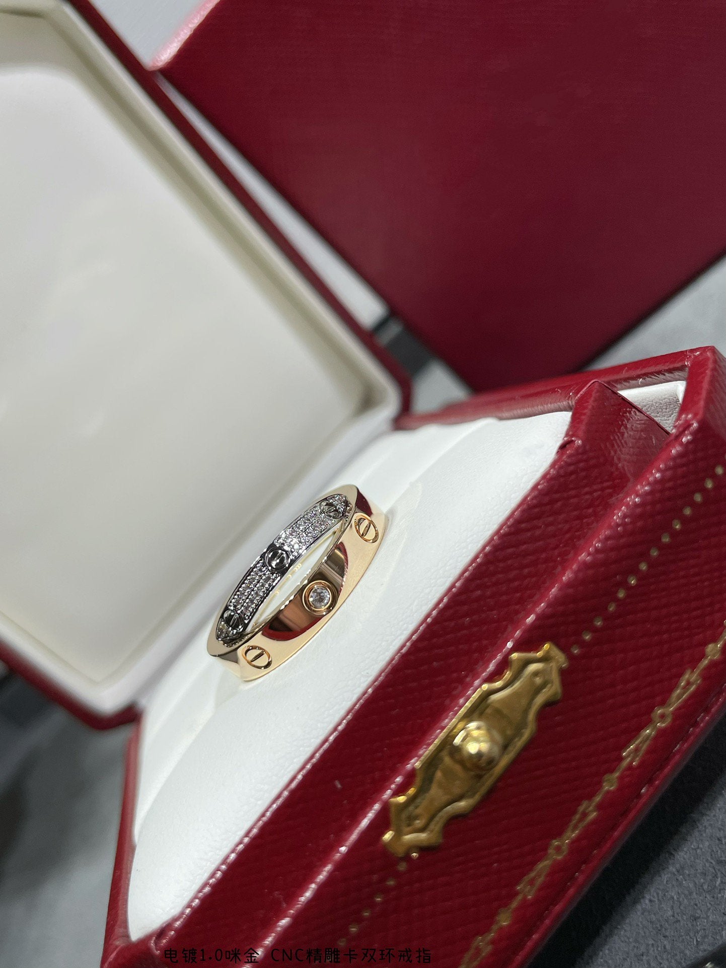 [Select]LOVE PINK GOLD SILVER DIAMOND DOUBLE RING