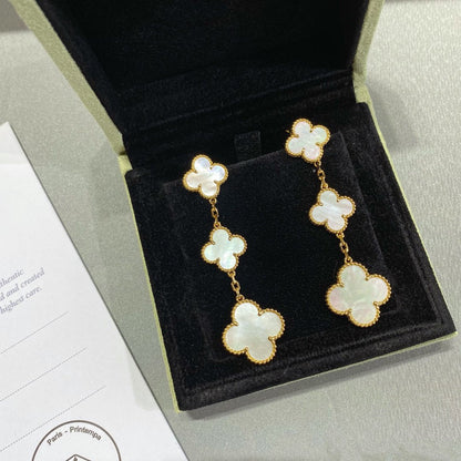 [Select]CLOVER MOP 3 MOTIFS GOLD EARRINGS