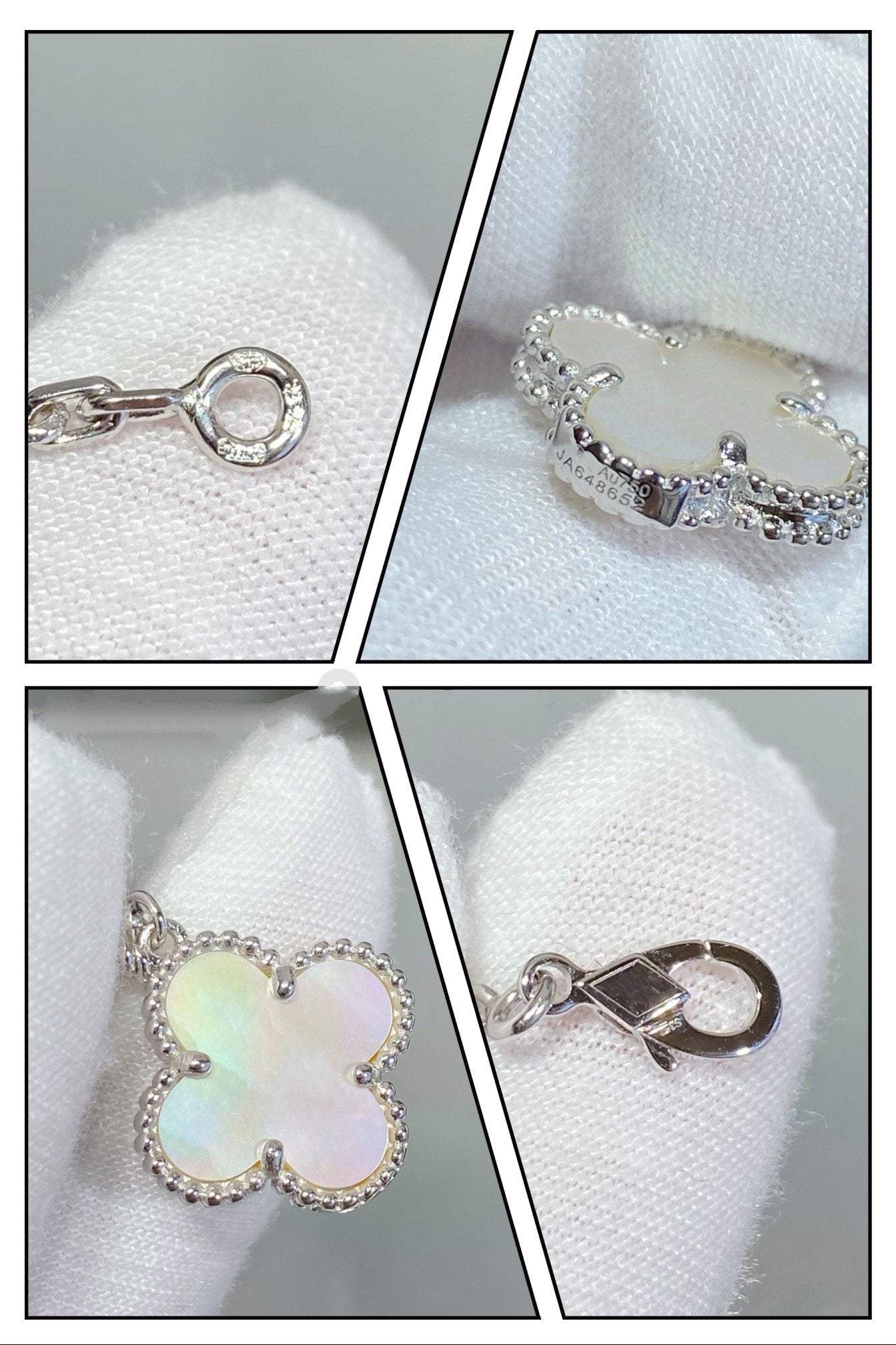 [Select]CLOVER 5 MOTIF WHITE MOP SILVER BRACELET