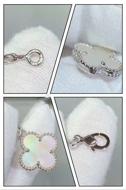[Select]CLOVER 5 MOTIF WHITE MOP SILVER BRACELET