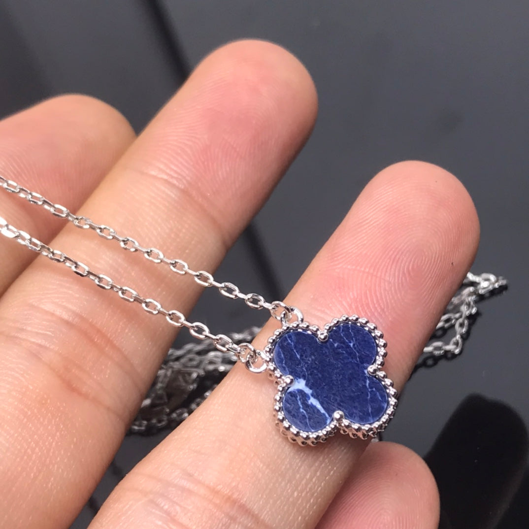 [Select]CLOVER PIETERSITE SILVER LONG NECKLACE