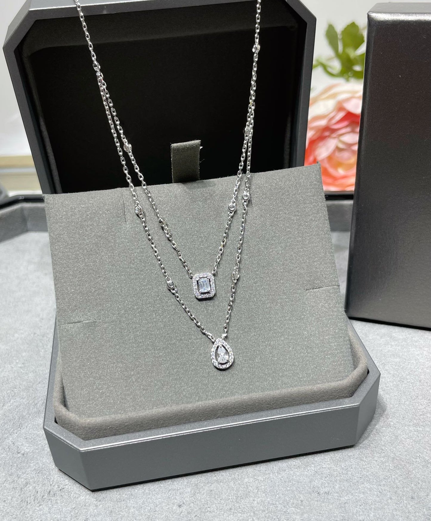 [Select]MY TWIN 2 ROW DIAMOND NECKLACE