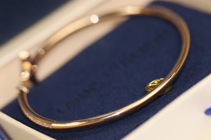 [Select]IDYLLE PINK GOLD OPEN BRACELET DIAMOND PAVED