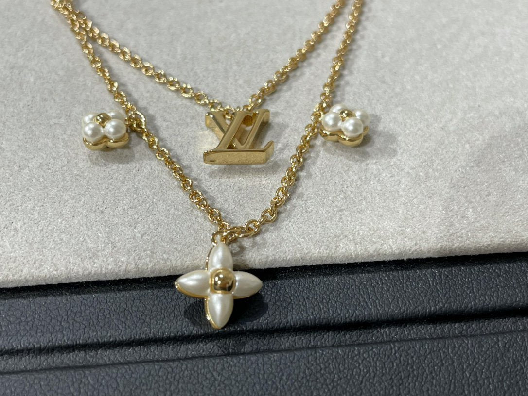 [Select]FLOWERGRAM GOLD MOP DOUBLE ROW NECKLACE