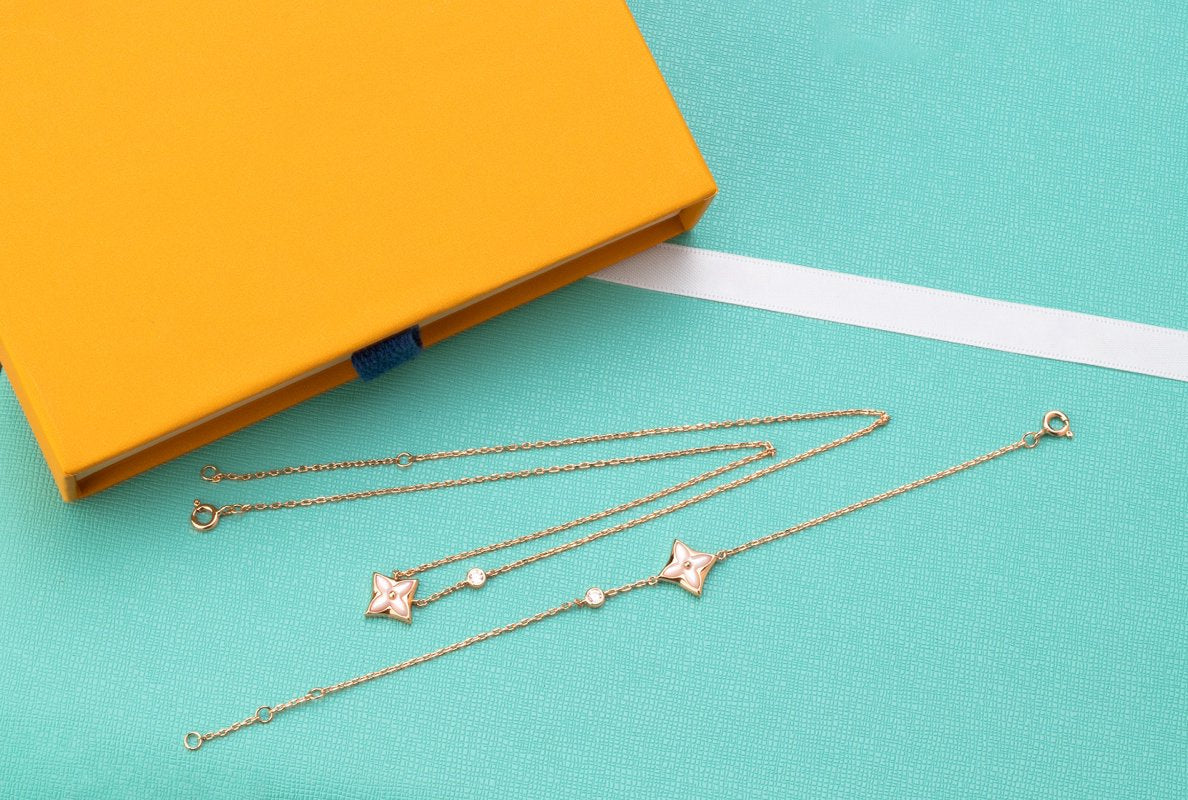 [Select]STAR PINK MOP 1 DIAMOND PINK GOLD NECKLACE