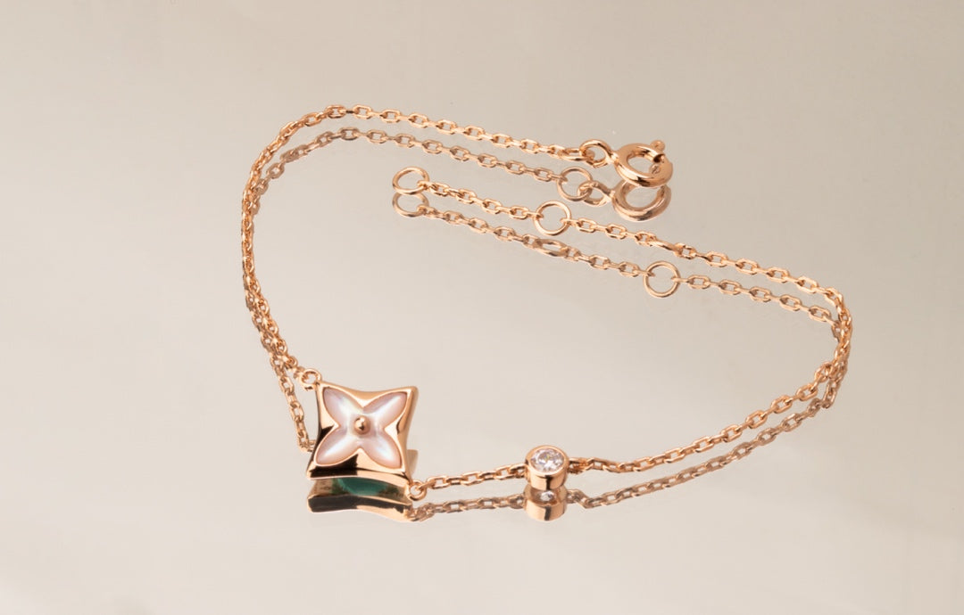 [Select]STAR PINK MOP 1 DIAMOND PINK GOLD NECKLACE