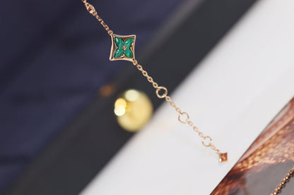 [Select]STAR AND SUN 4 MOTIF PINK GOLD MALACHITE BRACELET