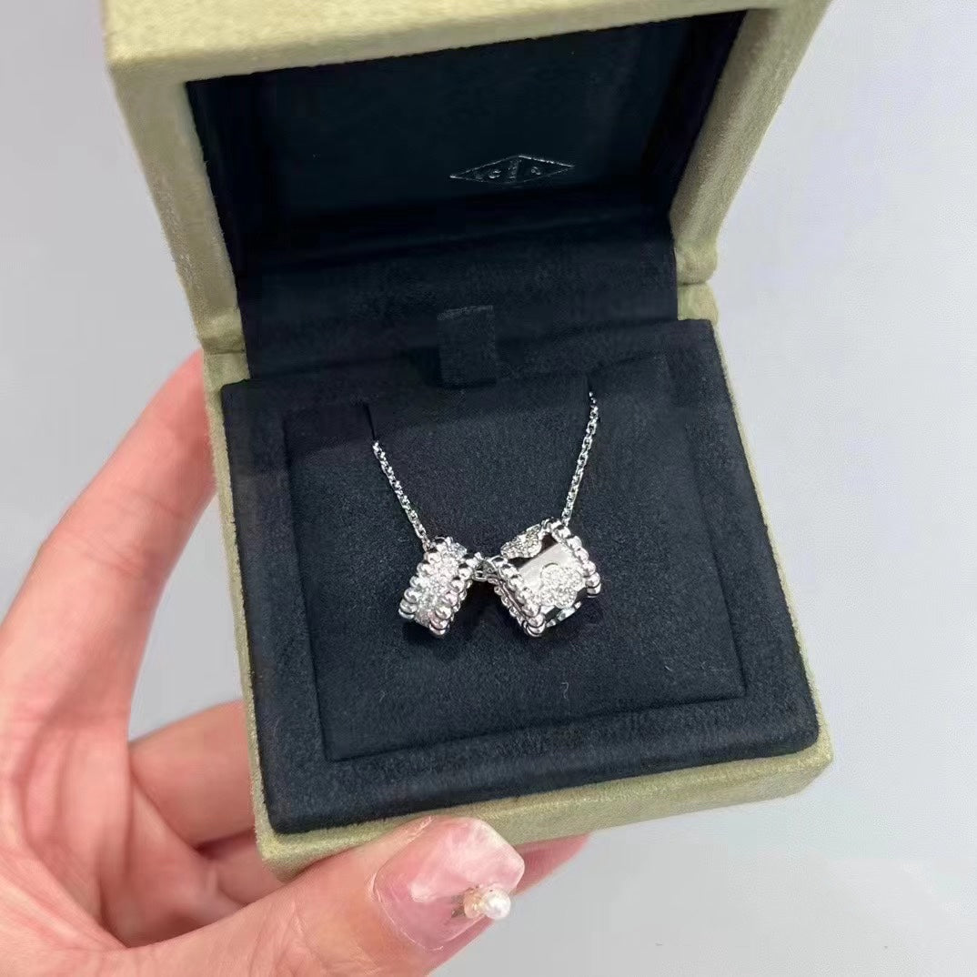 [Select]PERLEE DOUBLE PENDANT SILVER DIAMOND NECKLACE