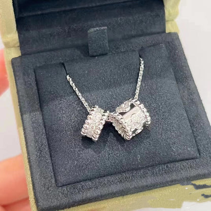 [Select]PERLEE DOUBLE PENDANT SILVER DIAMOND NECKLACE