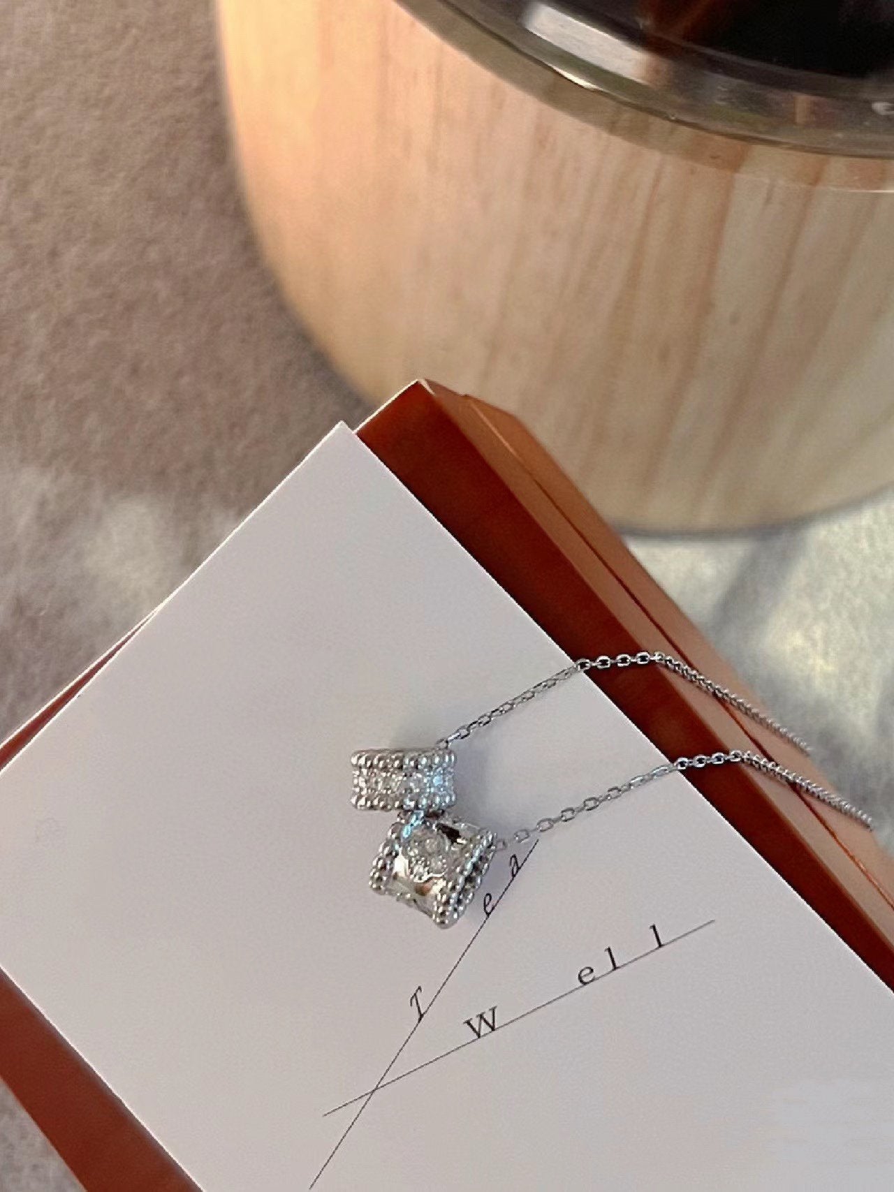 [Select]PERLEE DOUBLE PENDANT SILVER DIAMOND NECKLACE