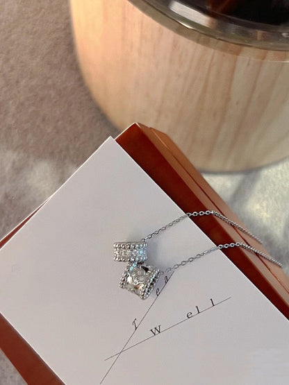 [Select]PERLEE DOUBLE PENDANT SILVER DIAMOND NECKLACE