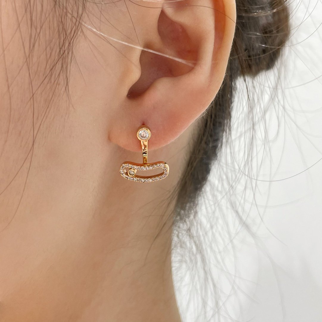 [Select]MOVE UNO PINK GOLD DIAMOND EARRINGS