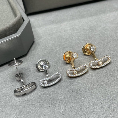 [Select]MOVE UNO PINK GOLD DIAMOND EARRINGS
