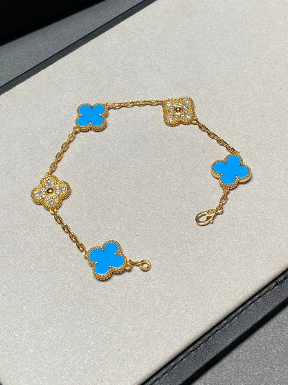 [Select] CLOVER 5 MOTIF BLUE AGATE BRACELET COLLECTION