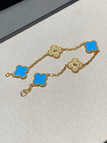 [Select] CLOVER 5 MOTIF BLUE AGATE BRACELET COLLECTION