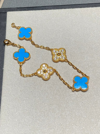 [Select] CLOVER 5 MOTIF BLUE AGATE BRACELET COLLECTION