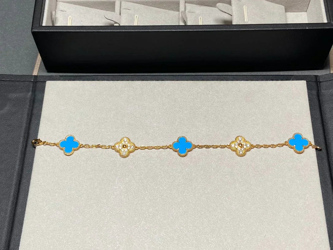 [Select] CLOVER 5 MOTIF BLUE AGATE BRACELET COLLECTION