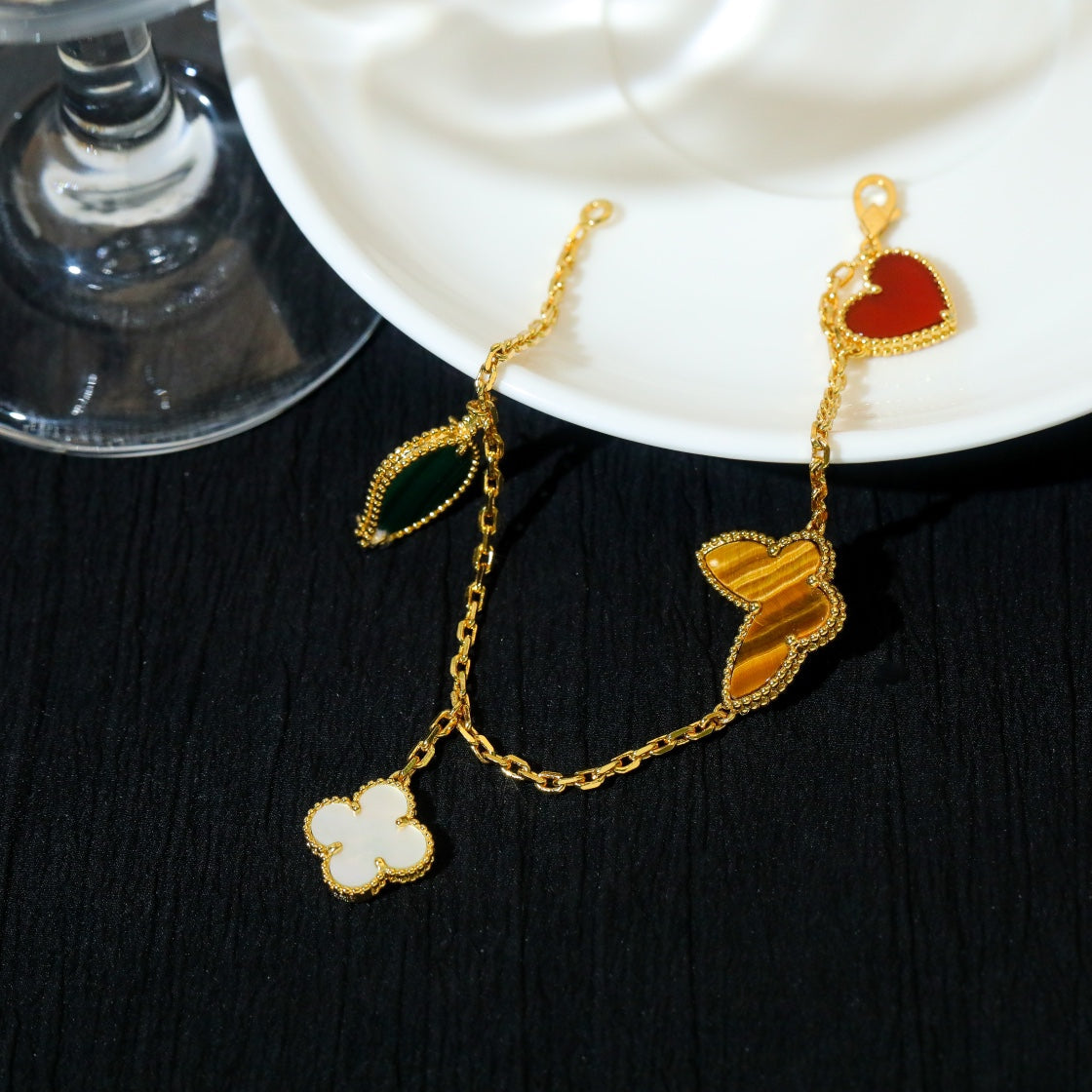 [Select]LUCKY SPRING 5 MOTIF GOLD BRACELET