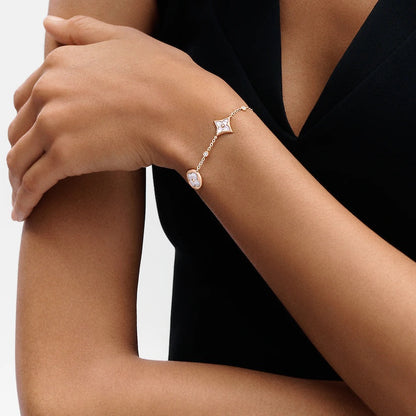 [Select]STAR AND SUN 4 MOTIF WHITE MOP PINK GOLD BRACELET
